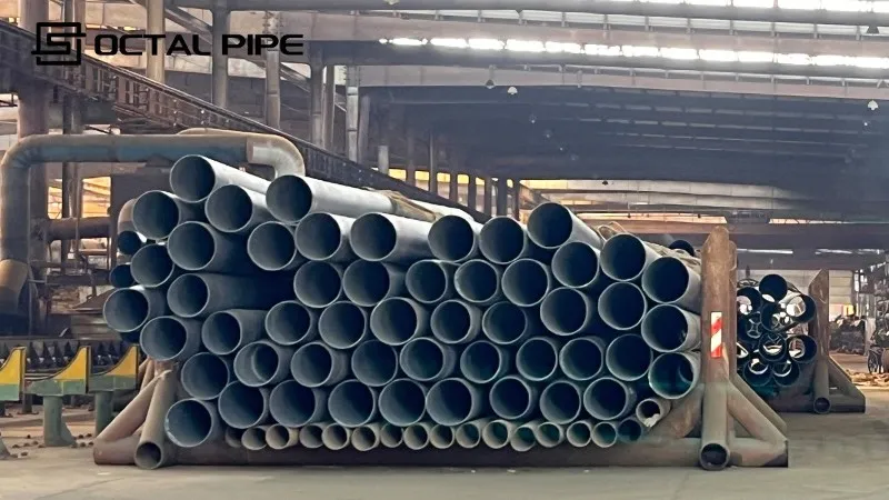API 5L X70 seamless line pipe stacking display API 5L X70 seamless line pipe stacking display